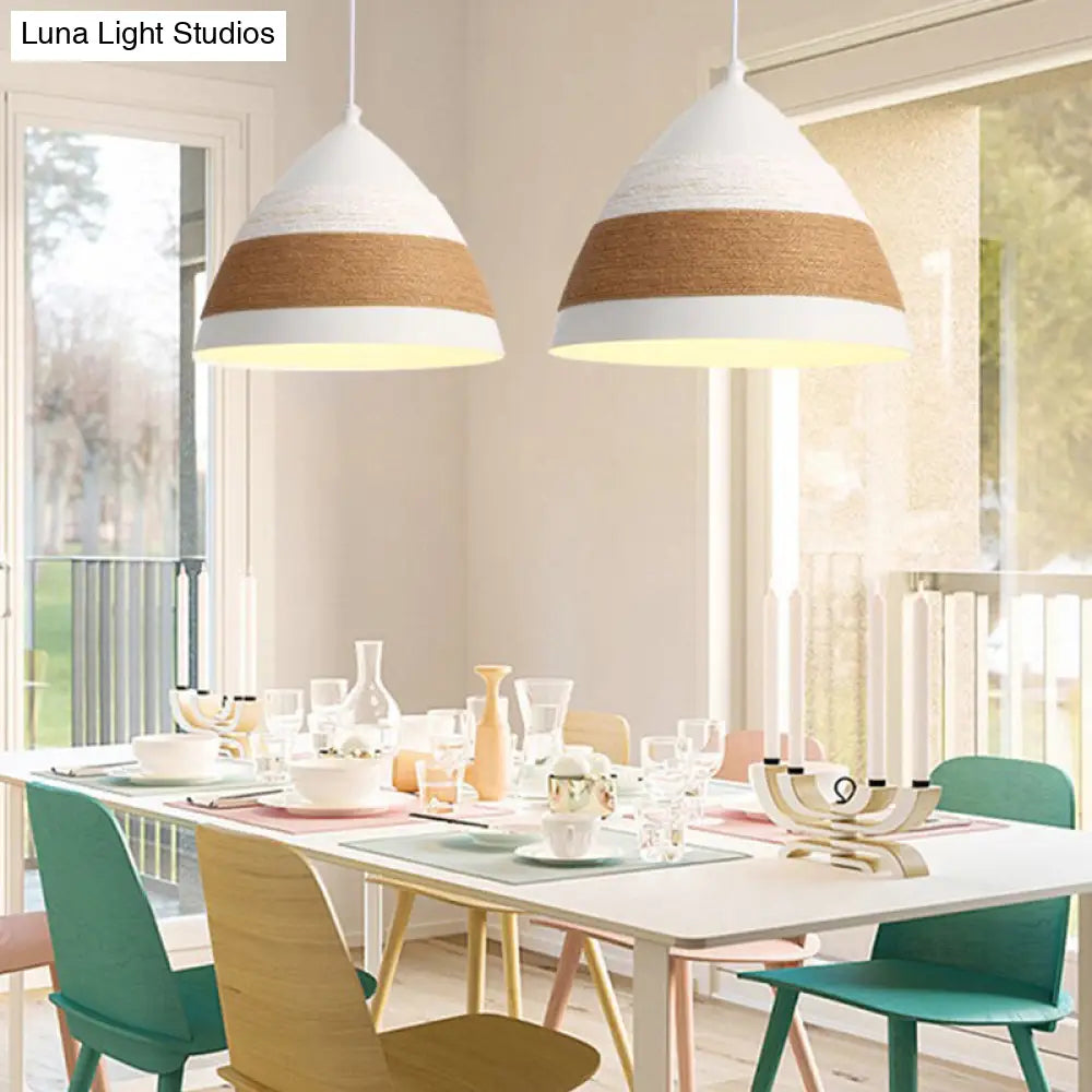 Contemporary Domed Pendant Lamp - Metal White 1 Head 9/14 Wide Ceiling Hanging Light