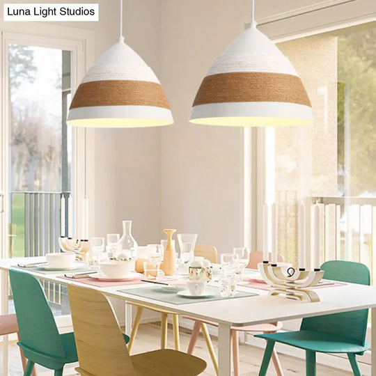 Contemporary Domed Pendant Lamp - Metal White 1 Head 9/14 Wide Ceiling Hanging Light