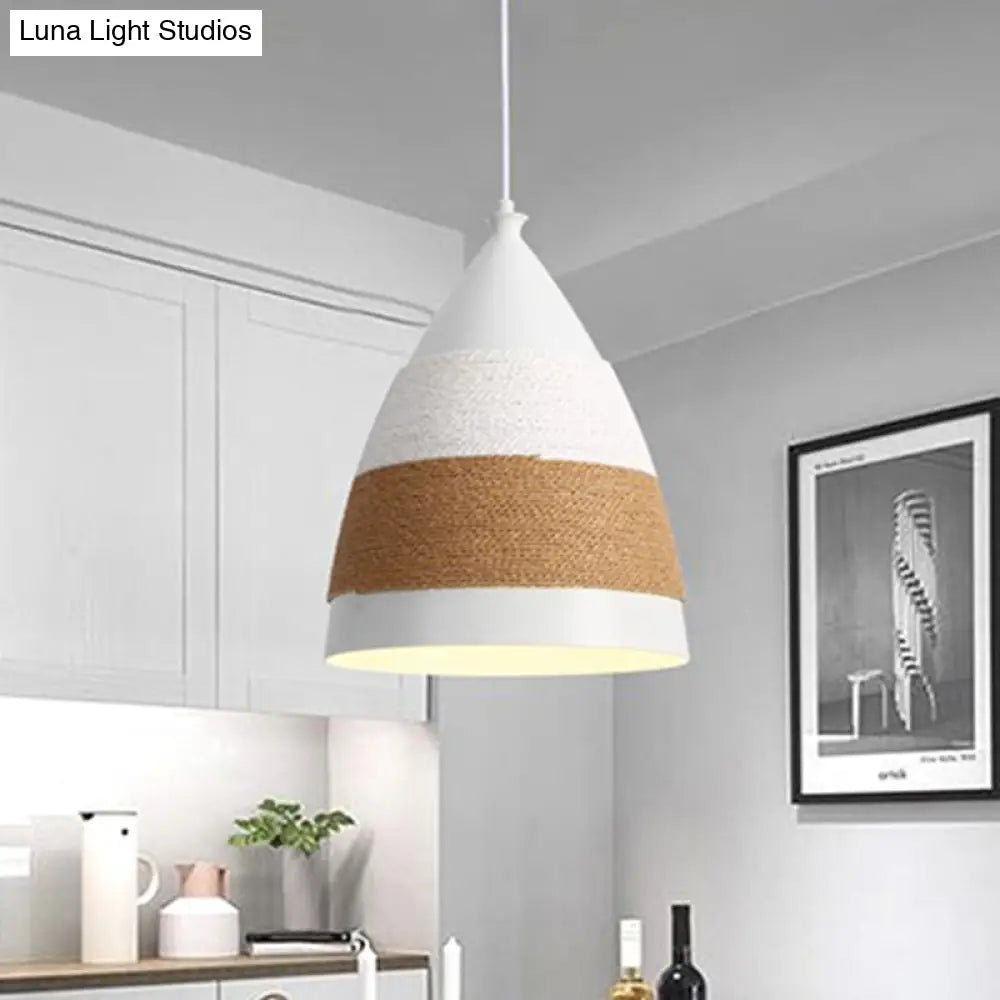 Contemporary Domed Pendant Lamp - Metal White 1 Head 9/14 Wide Ceiling Hanging Light / 9