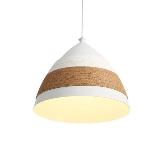 Contemporary Domed Pendant Lamp - Metal 1 Head 9’/14’ Wide White Ceiling Hanging Light / 14’