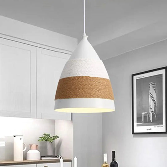 Contemporary Domed Pendant Lamp - Metal 1 Head 9’/14’ Wide White Ceiling Hanging Light / 9’