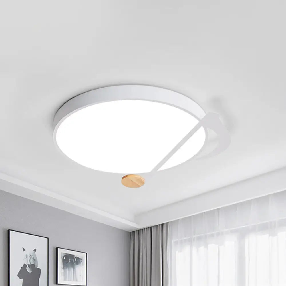 Contemporary Drum Led Ceiling Lamp - White/Gray/Green With Music Notes Ideal For Bedroom Lighting