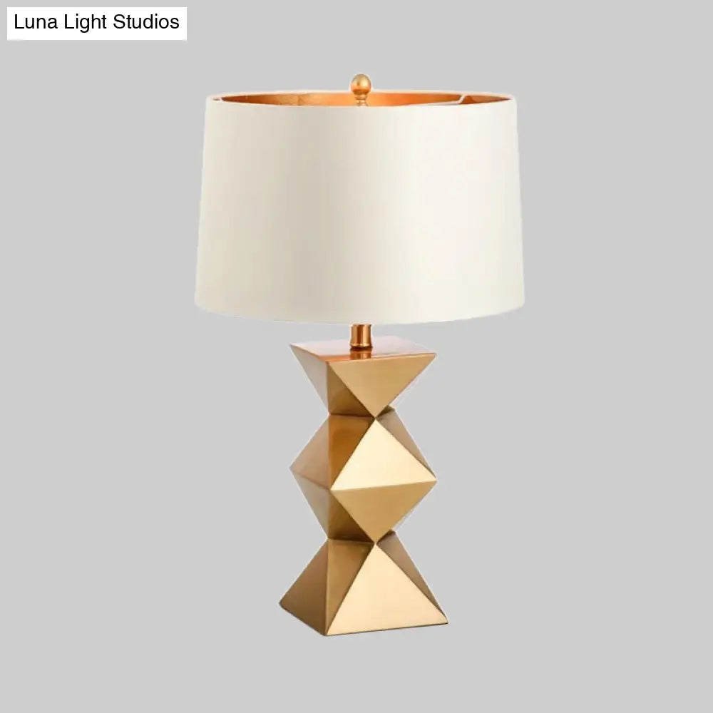 Contemporary Drum Table Lamp - White 1 Head Ideal For Bedroom Reading