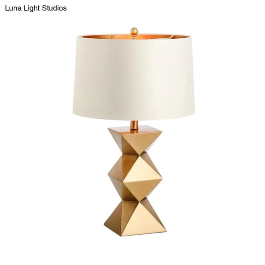 Contemporary Drum Table Lamp - White 1 Head Ideal For Bedroom Reading