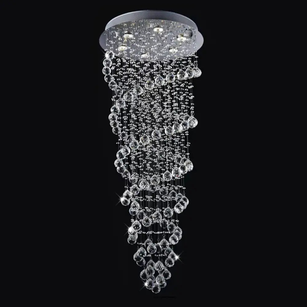 Contemporary Dual-Spiral Crystal Flush Mount Ceiling Light In Stainless Steel – 2/6-Head Ideal