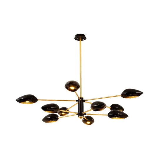 Contemporary Ellipse Dining Room Hanging Light Fixture - Metal 5/6/8 Lights Black/White Chandelier