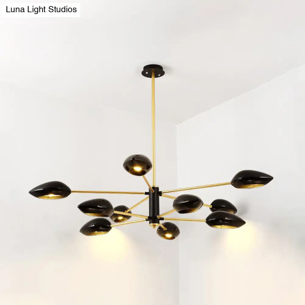 Contemporary Ellipse Dining Room Hanging Light Fixture - Metal 5/6/8 Lights Black/White Chandelier