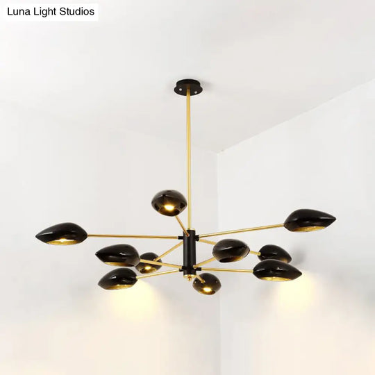 Contemporary Ellipse Dining Room Hanging Light Fixture - Metal 5/6/8 Lights Black/White Chandelier