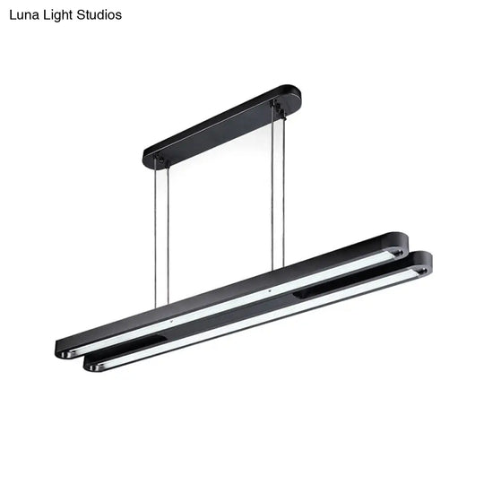 Contemporary Elongated Oval Metal Pendant Led Light - Black With Adjustable White/Warm/Natural