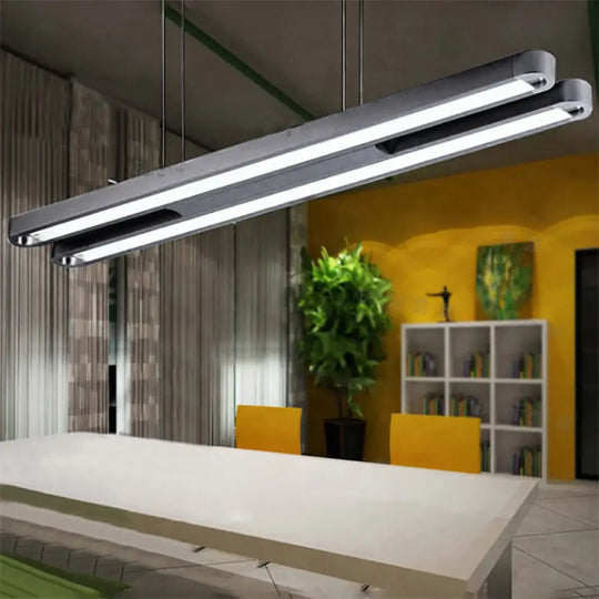 Contemporary Elongated Oval Metal Pendant Led Light - Black With Adjustable White/Warm/Natural