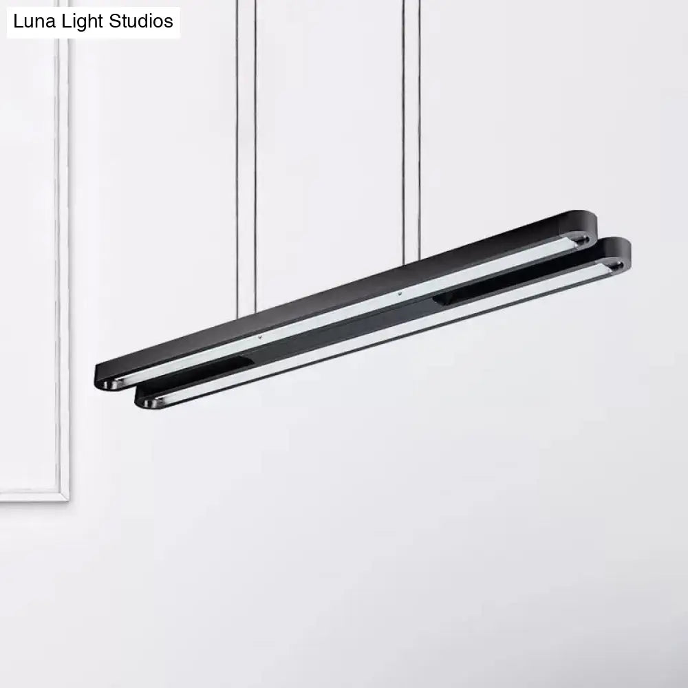 Contemporary Elongated Oval Metal Pendant Led Light - Black With Adjustable White/Warm/Natural