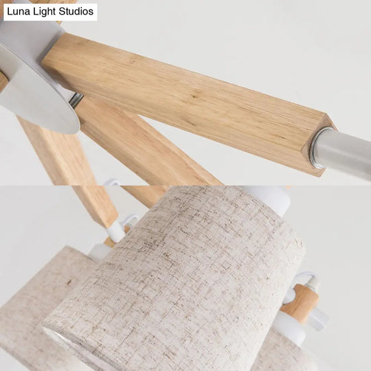 Contemporary Fabric Ceiling Pendant Light - 6 Heads Black/White Chandelier Fixture