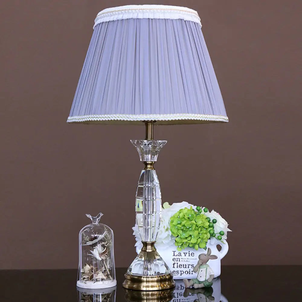 Contemporary Fabric Cone Shape Night Table Lamp In Light Purple