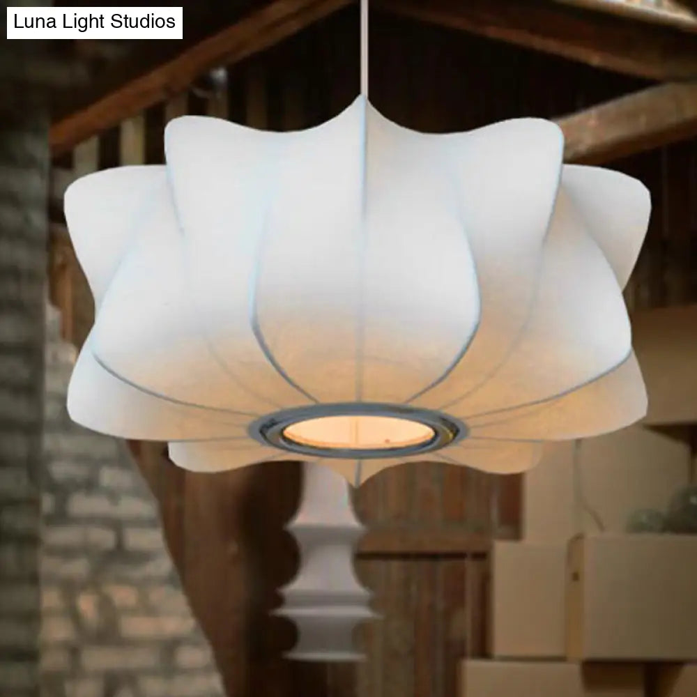 White Fabric Shade Pendant Light: Modern Hanging Ceiling Lantern With 1 Light Suspension / C