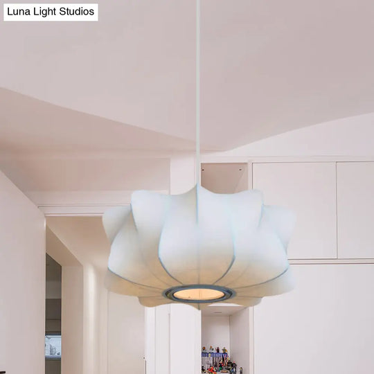 Contemporary Fabric Shade Pendant Light With White Lantern Design