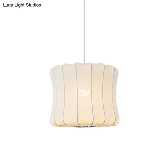 Contemporary Fabric Shade Pendant Light With White Lantern Design