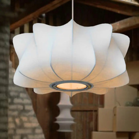 Contemporary Fabric Shade Pendant Light With White Lantern Design / C