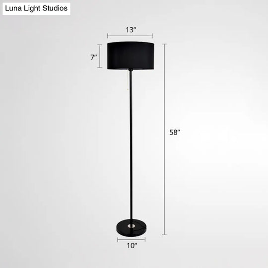 Contemporary Fabric Single-Bulb Floor Lamp With Drum Shade For Living Room Lighting