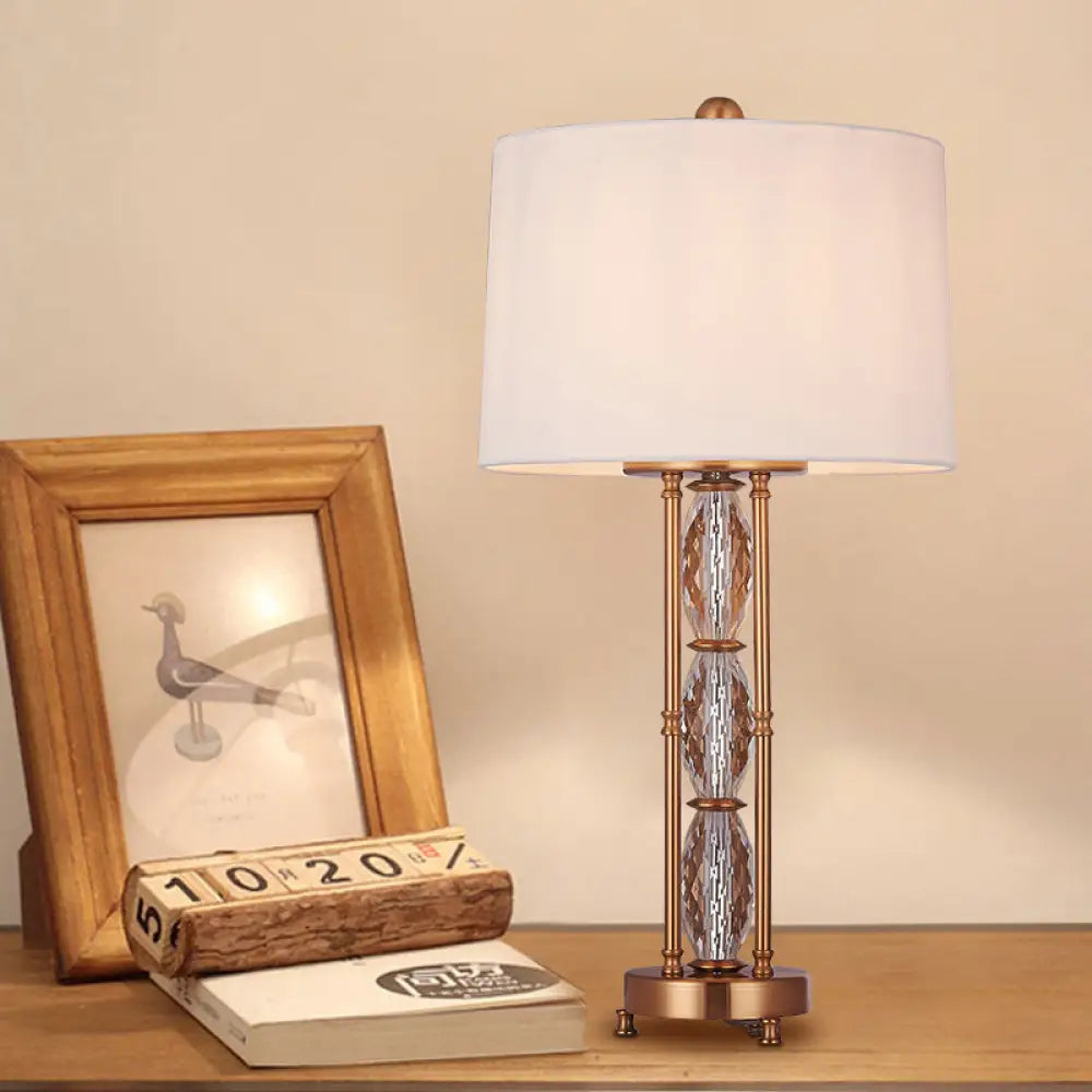 Contemporary Faceted Crystal Desk Lamp: Oblong Shape 1 Head Gold Finish