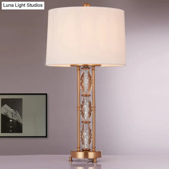 Contemporary Faceted Crystal Desk Lamp: Oblong Shape 1 Head Gold Finish