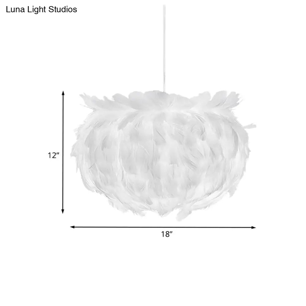 Contemporary Feather Globe Pendant Light - White Suspension Lamp