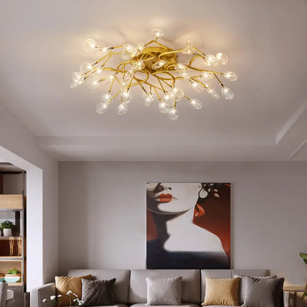 Contemporary Firefly Flush Mount Led Ceiling Light For Living Rooms 42 / Gold Clear