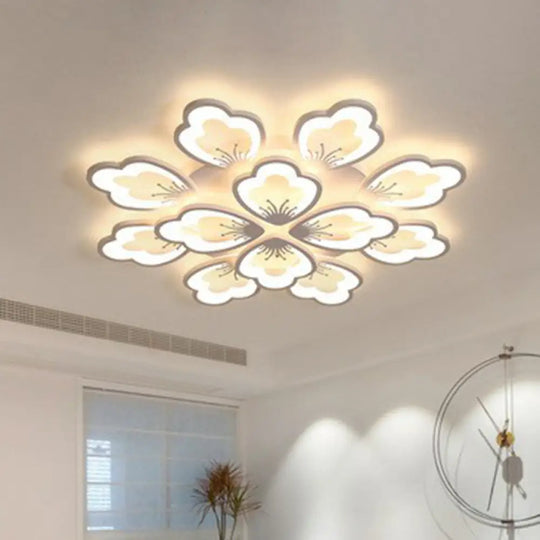 Contemporary Floral Led Flush Mount Ceiling Light - Acrylic Living Room Fixture 12 / White Warm