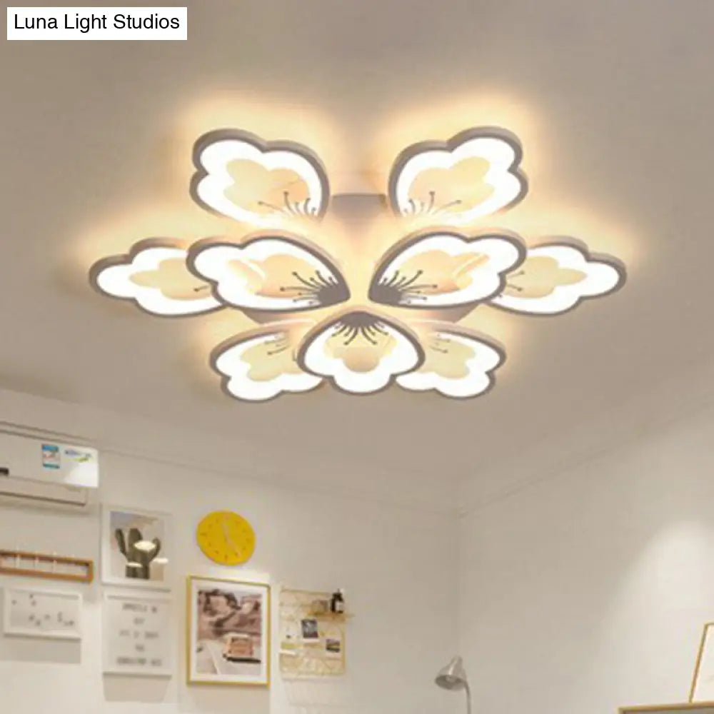 Contemporary Floral Led Flush Mount Ceiling Light - Acrylic Living Room Fixture 9 / White Warm