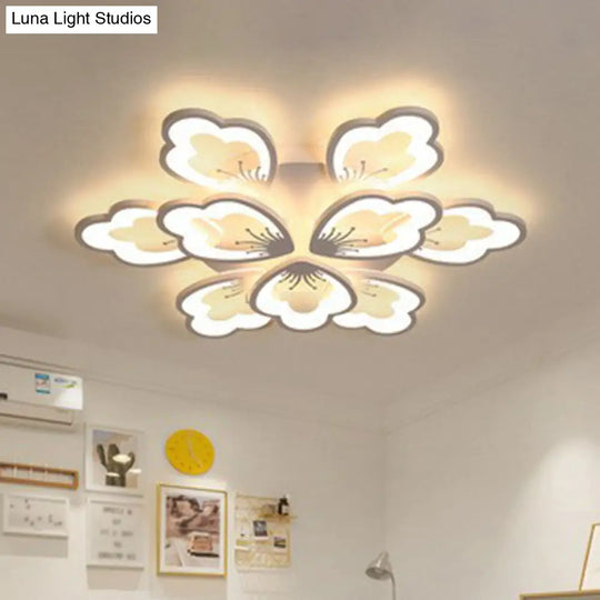 Contemporary Floral Led Flush Mount Ceiling Light - Acrylic Living Room Fixture 9 / White Warm