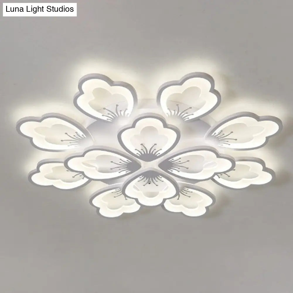 Contemporary Floral Led Flush Mount Ceiling Light - Acrylic Living Room Fixture