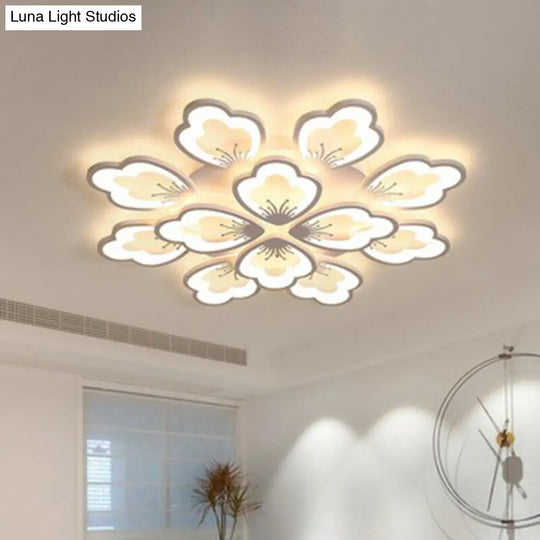 Contemporary Floral Led Flush Mount Ceiling Light - Acrylic Living Room Fixture 12 / White Warm