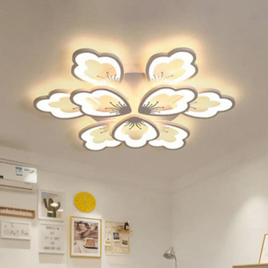 Contemporary Floral Led Flush Mount Ceiling Light - Acrylic Living Room Fixture 9 / White Warm
