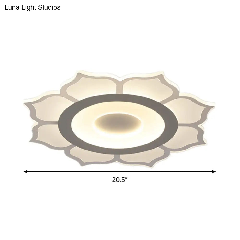 Contemporary Flower Acrylic Ceiling Light: 16.5/20.5 Wide Led Flush Mount With Warm/White Light And