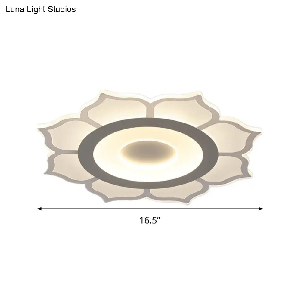 Contemporary Flower Acrylic Ceiling Light: 16.5’/20.5’ Wide Led Flush Mount With Warm/White