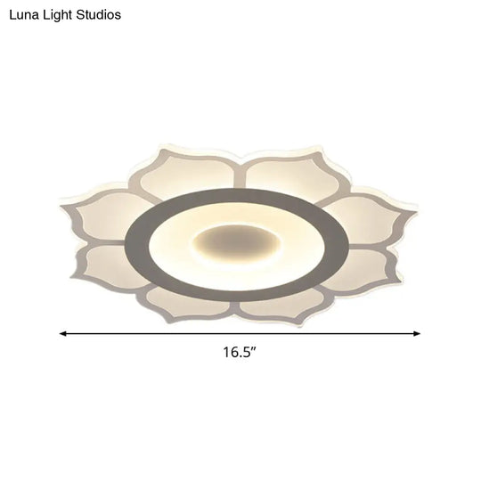Contemporary Flower Acrylic Ceiling Light: 16.5’/20.5’ Wide Led Flush Mount With Warm/White