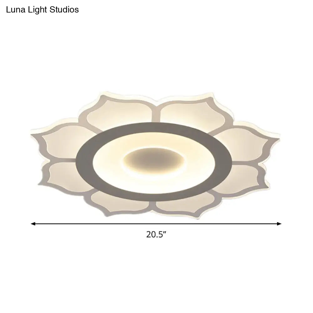 Contemporary Flower Acrylic Ceiling Light: 16.5’/20.5’ Wide Led Flush Mount With Warm/White