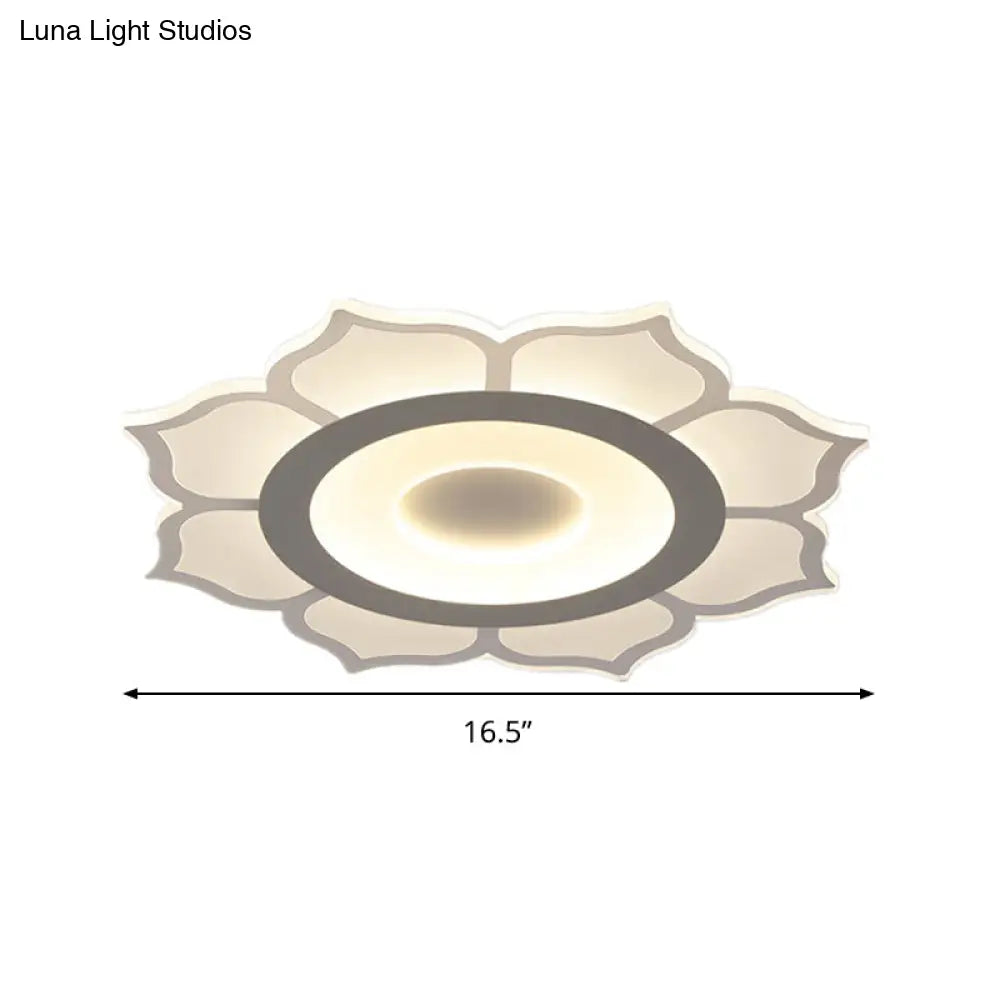 Contemporary Flower Acrylic Ceiling Light: 16.5/20.5 Wide Led Flush Mount With Warm/White Light And