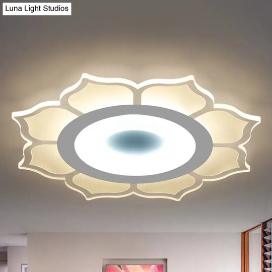 Contemporary Flower Acrylic Ceiling Light: 16.5/20.5 Wide Led Flush Mount With Warm/White Light And