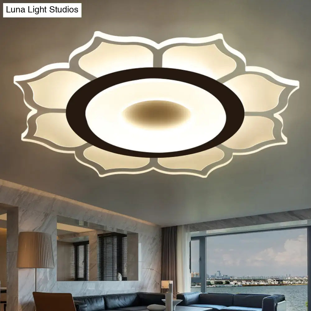 Contemporary Flower Acrylic Ceiling Light: 16.5/20.5 Wide Led Flush Mount With Warm/White Light And