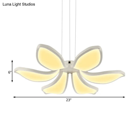 Contemporary Flower Shape Acrylic Chandelier - 6/8 White Led Lights Hanging Ceiling Lamp In