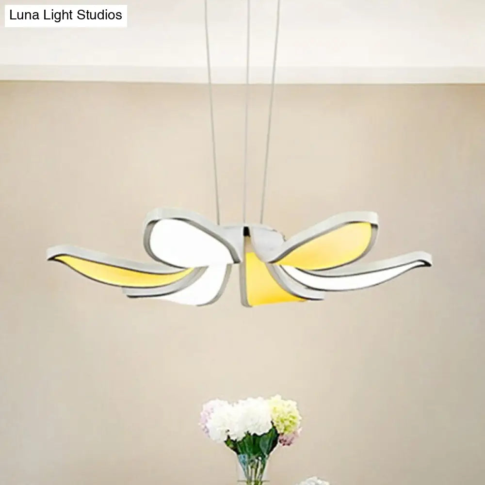 Contemporary Flower Shape Acrylic Chandelier - 6/8 White Led Lights Hanging Ceiling Lamp In