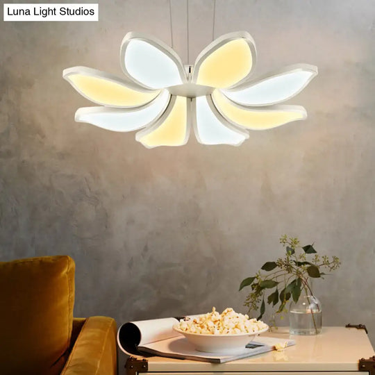 Contemporary Acrylic Chandelier Light - Flower Shape 6/8 Lights Led Hanging Ceiling Lamp