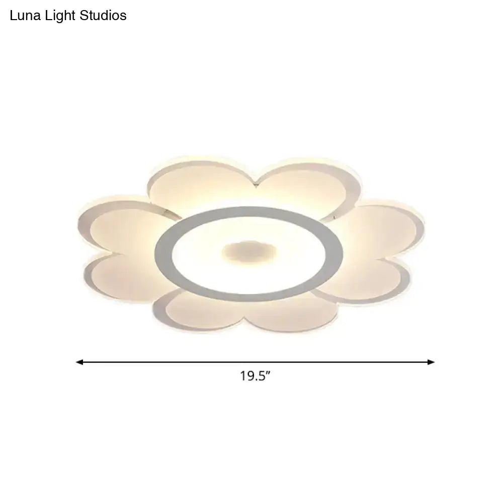 Contemporary Flower Shaped Acrylic Ceiling Light - White Led Flush Mount For Living Room