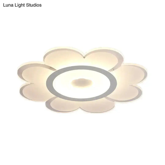 Contemporary Flower Shaped Acrylic Ceiling Light - White Led Flush Mount For Living Room