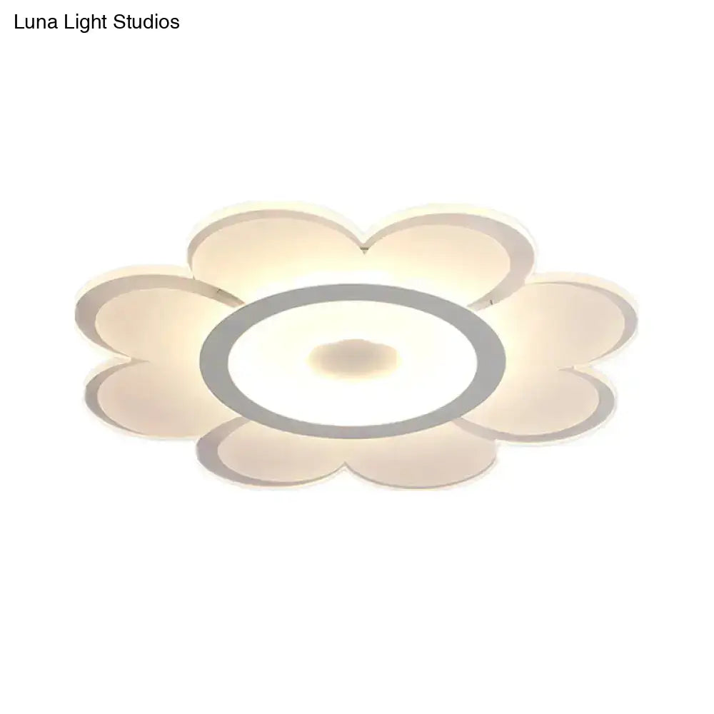 Contemporary Flower Shaped Acrylic Ceiling Light - White Led Flush Mount For Living Room