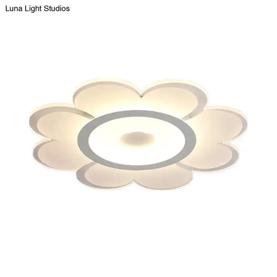 Contemporary Flower Shaped Acrylic Ceiling Light - White Led Flush Mount For Living Room