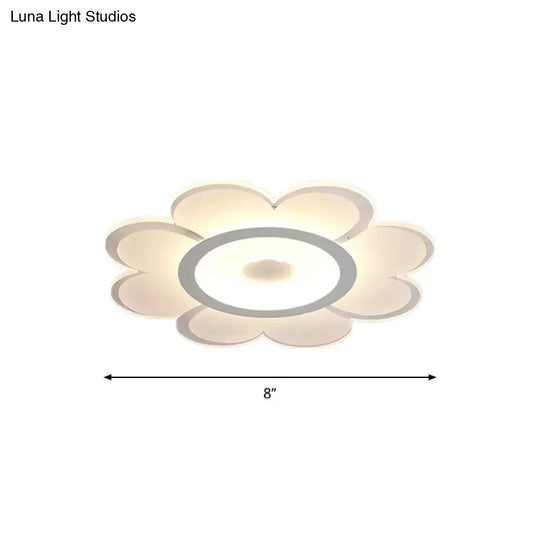 Contemporary Flower Shaped Acrylic Ceiling Light - White Led Flush Mount For Living Room