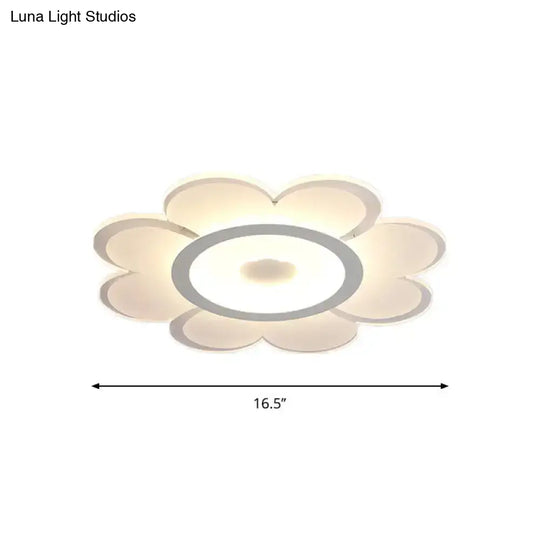 Contemporary Flower Shaped Acrylic Ceiling Light - White Led Flush Mount For Living Room