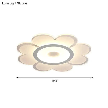 Contemporary Flower Shaped Acrylic Ceiling Light - White Led Flush Mount For Living Room