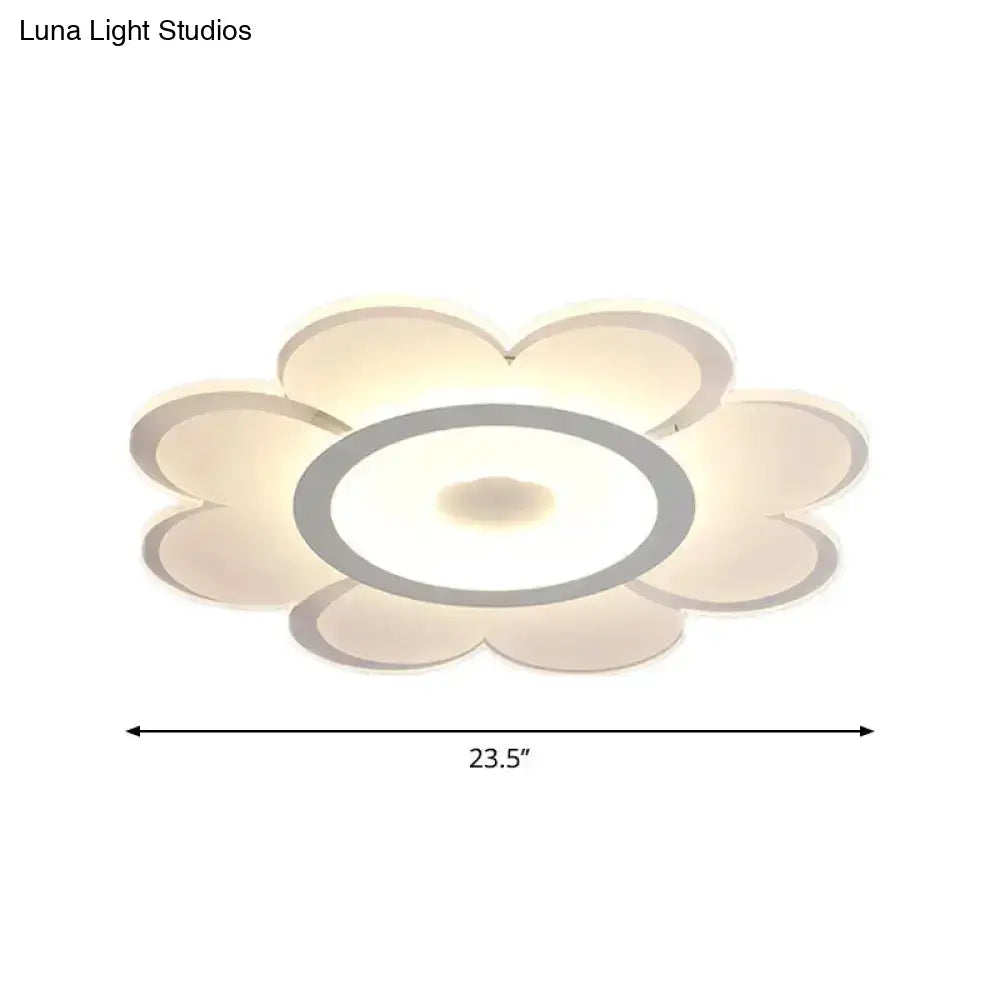 Contemporary Flower Shaped Acrylic Ceiling Light - White Led Flush Mount For Living Room